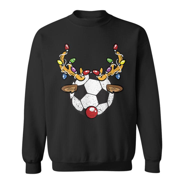 Soccer Ball Reindeer Christmas Pajama X-Mas Lights Sport Sweatshirt