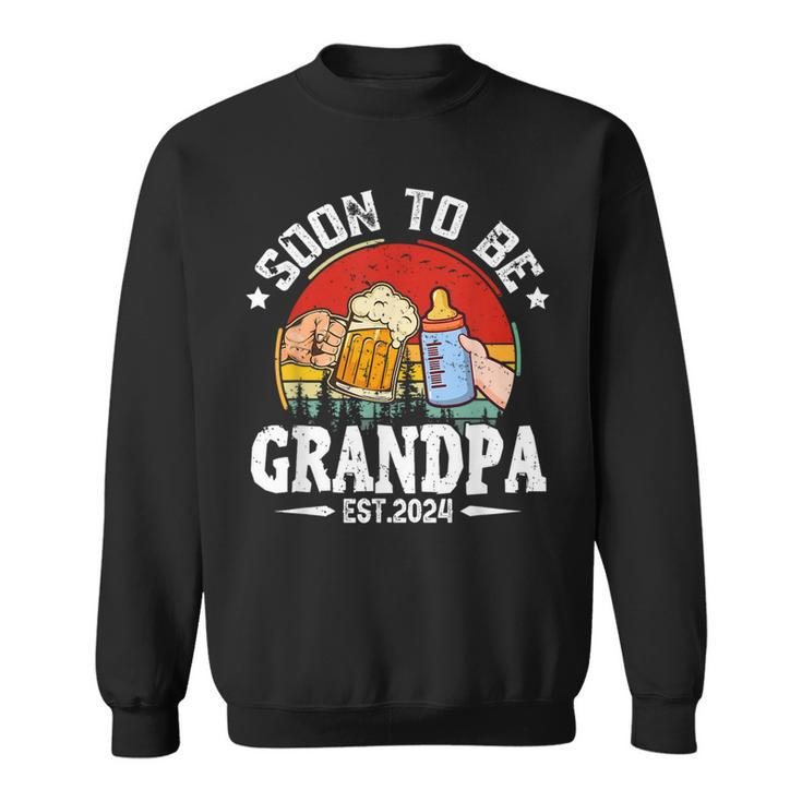 Soon To Be Grandpa 2024 Retro Pregnancy Announcement Dad Sweatshirt