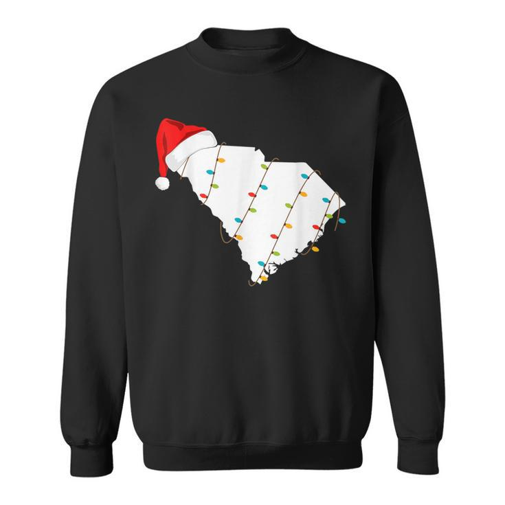 South Carolina Map Christmas With Santa Hat Sweatshirt