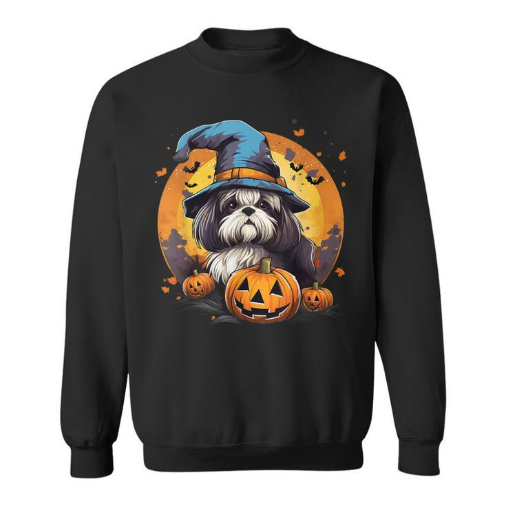 Spooky Shih Tzu Dog Witch Halloween Sweatshirt