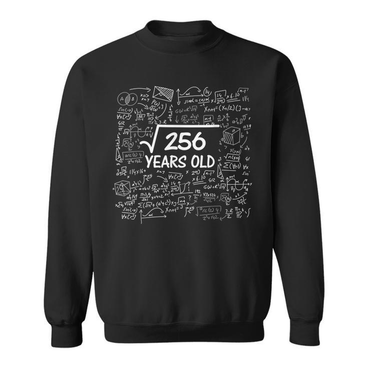 Square Root Of 256 Years Old Funny 16Th Birthday Math Attire Sweatshirt