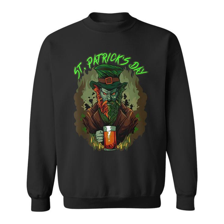 St Patricks Day Horror Scary Dark Leprechaun Spooky Cool  Sweatshirt
