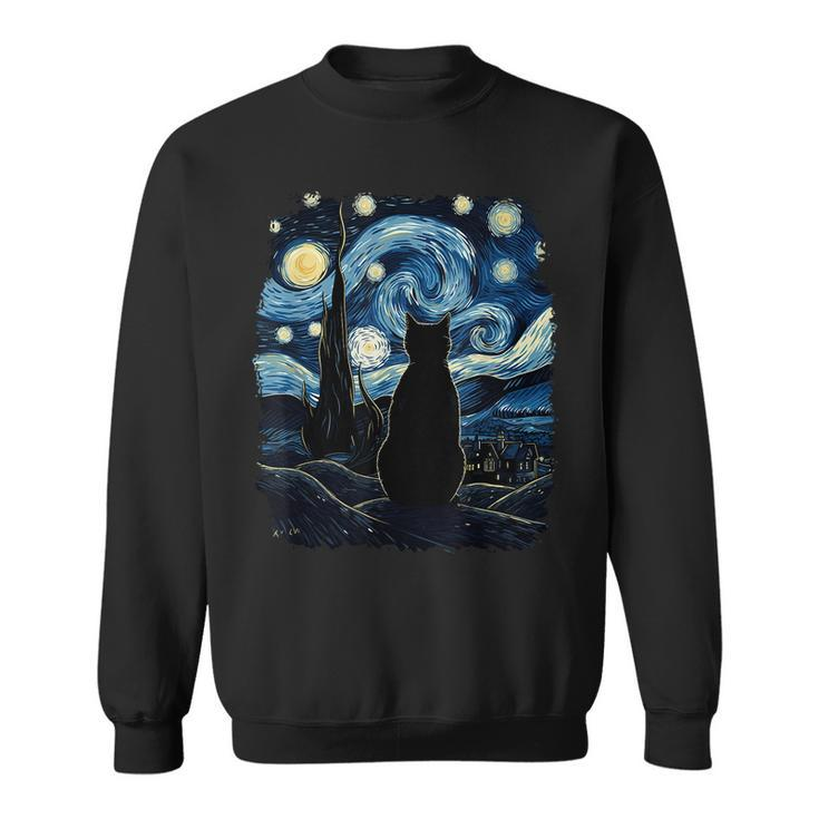 Starry Night Inspired Cat  Cat Sweatshirt