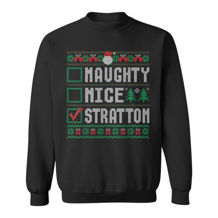 Stratton Family Name Naughty Nice Stratton Christmas List Sweatshirt