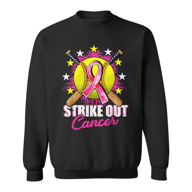 Strike Out Breast Cancer Awareness Day Pink Ribbon Softball Sweatshirt