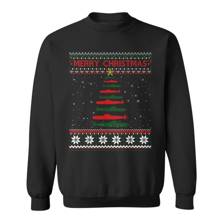 Submarine Navy Military Tree Ugly Christmas Sweater Sweatshirt