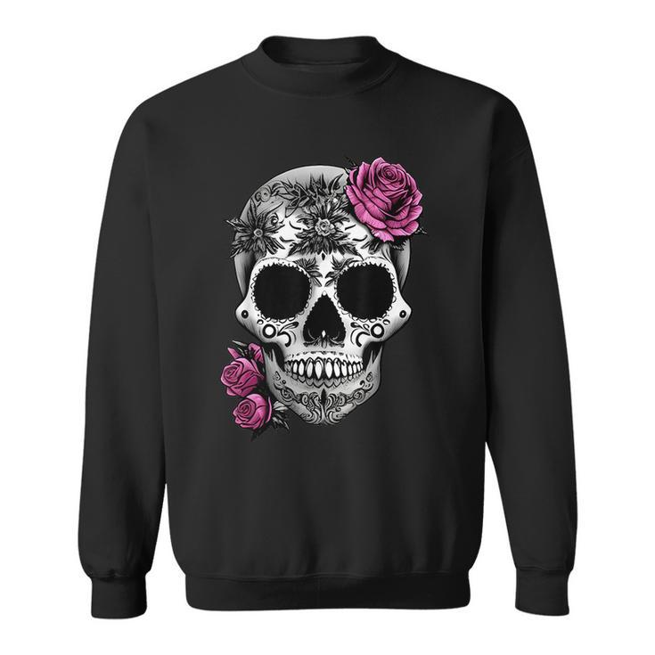 Sugar Skull Day Of The Dead Cool Bone Head Skulls  Sweatshirt