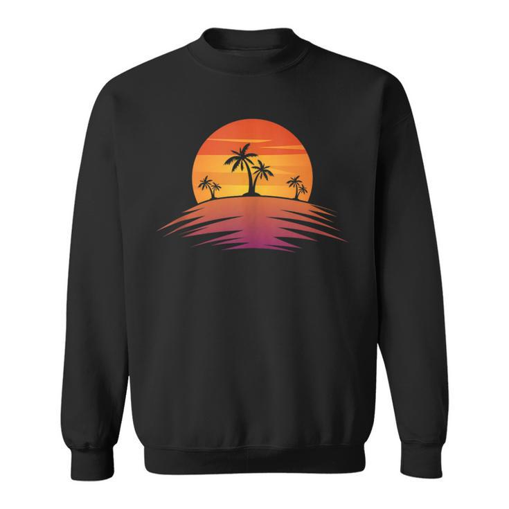 Sunset Beach Silhouette Tropical Palm Tree Sunny Lover Gift Sweatshirt