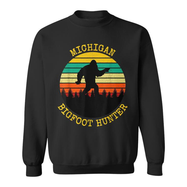 Sunset Bigfoot Big Foot In Forest Michigan Bigfoot Hunter  Sweatshirt