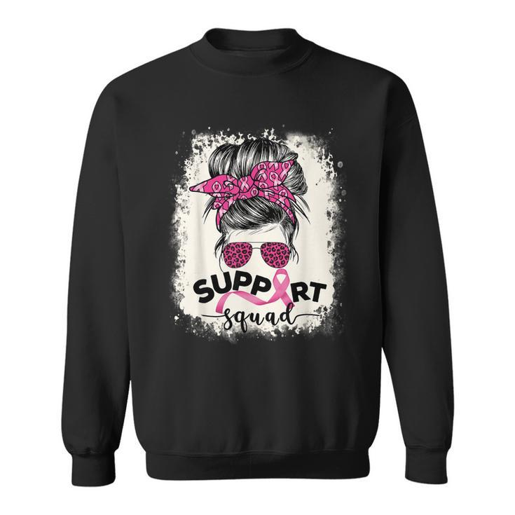 Support Squad Messy Bun Breast Cancer Awareness Pink Warrior Sweatshirt