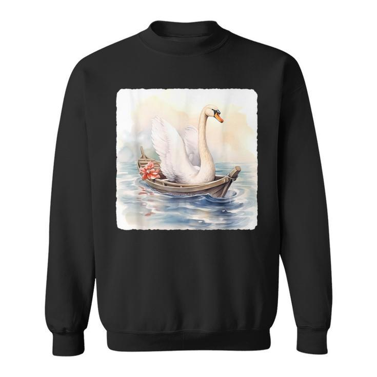 Swan Riding A Paddle Boat Concept Of Swan Using Paddle Boat Sweatshirt