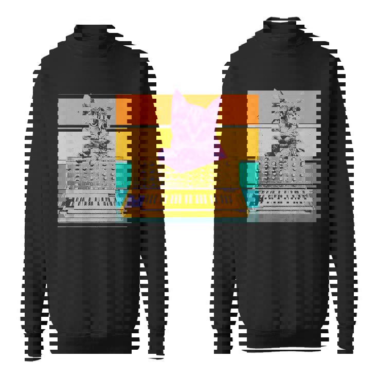 Synthesizer & Cat Vintage Analog Synth Retro Studio Gear  Sweatshirt