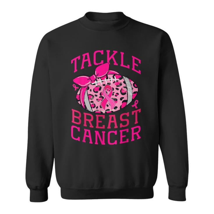 Tackle Breast Cancer Awareness Football Pink Ribbon Leopard Sweatshirt