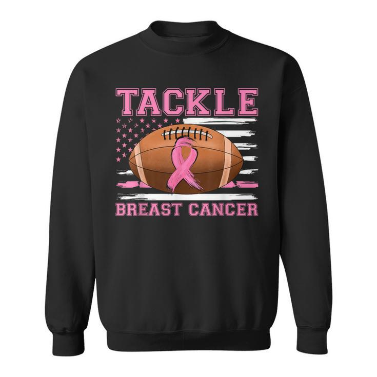 Tackle Football Pink Ribbon Warrior Breast Cancer Awareness Sweatshirt