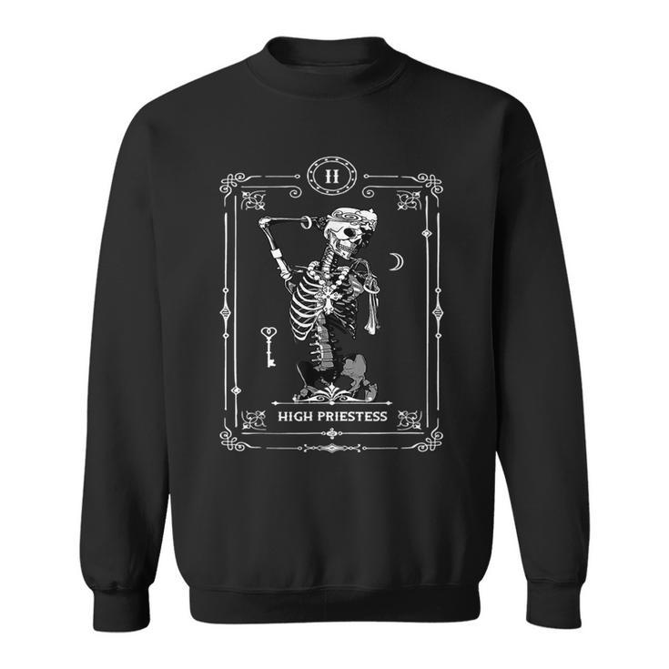 Tarot Card High Priestess Skeleton Skull Horror Goth Occult Tarot Sweatshirt