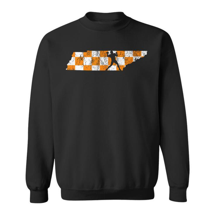 Tennessee State Flag Knoxville Orange Quarterback Outline Sweatshirt