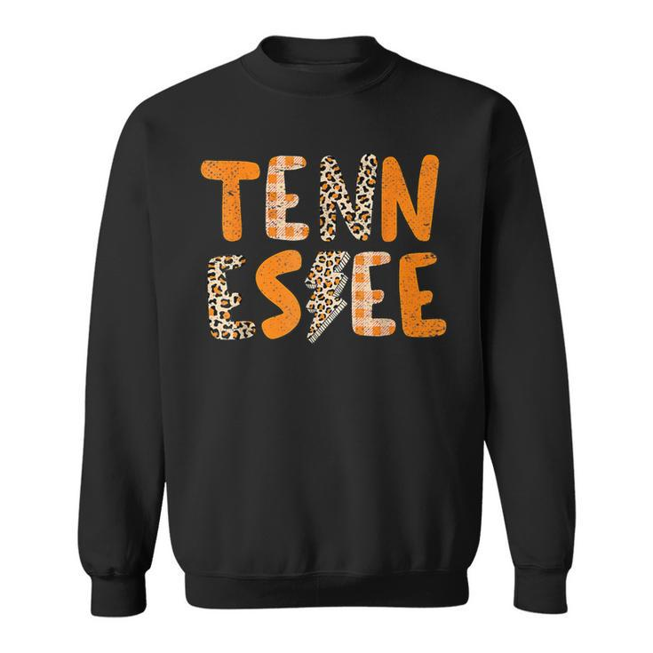 Tennessee State Flag Orange Plaid Leopard Sweatshirt