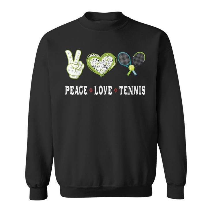 Tennis Lovers Player Fans Peace Love Tennis  Tennis Funny Gifts Sweatshirt