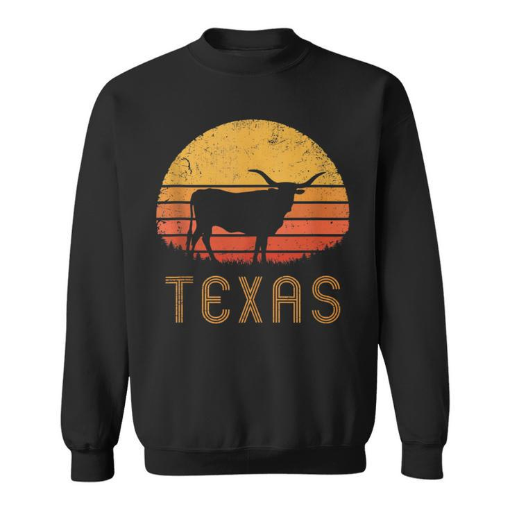 Texas Retro Longhorn Cattle Vintage Texan Cow Herd Lone Star Sweatshirt
