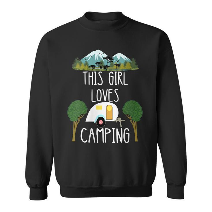 This Girl Loves Camping Rv Teardrop Trailer Camper Caravan Gift For Womens Sweatshirt