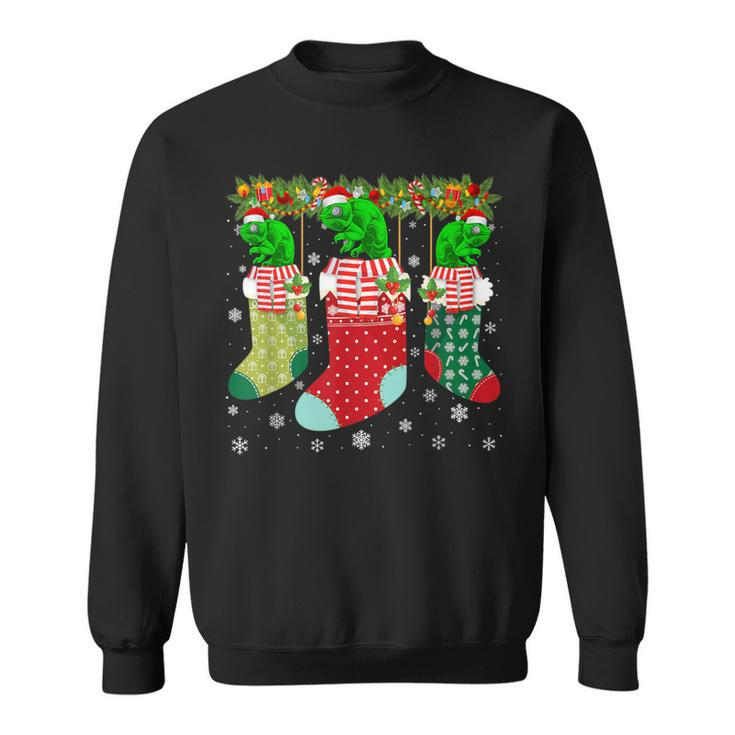 Three Chameleon In Socks Ugly Christmas Sweater Party Sweatshirt