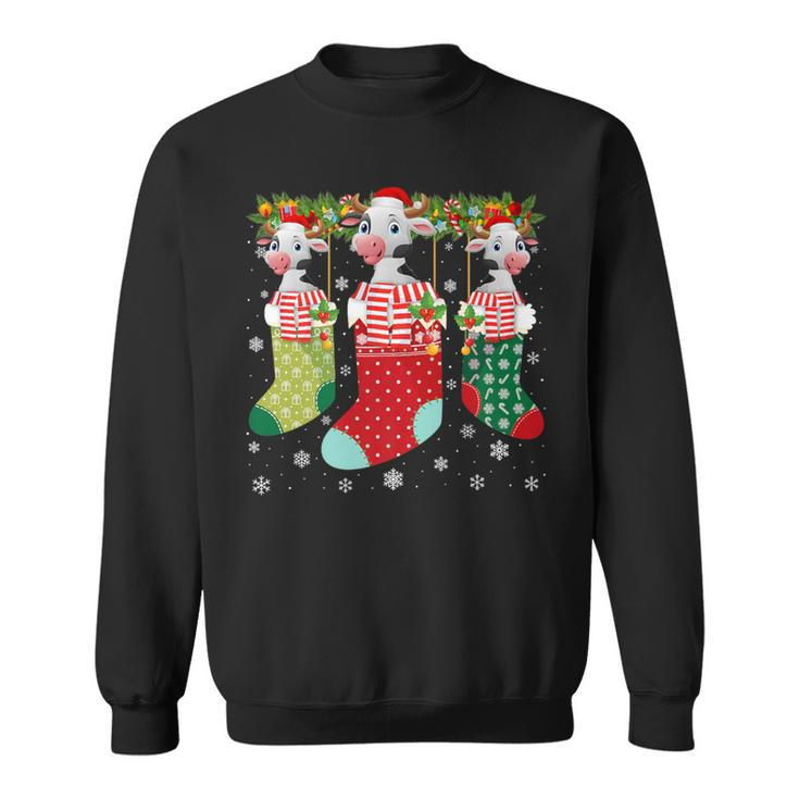 Three Cow In Socks Ugly Christmas Sweater Party Sweatshirt