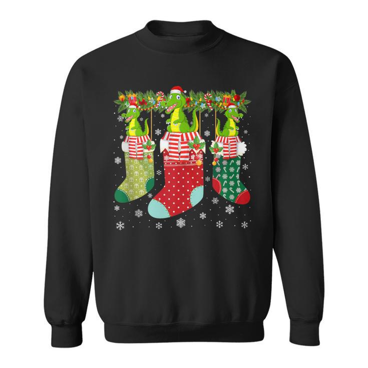 Three Crocodiles In Socks Ugly Christmas Sweater Party Sweatshirt