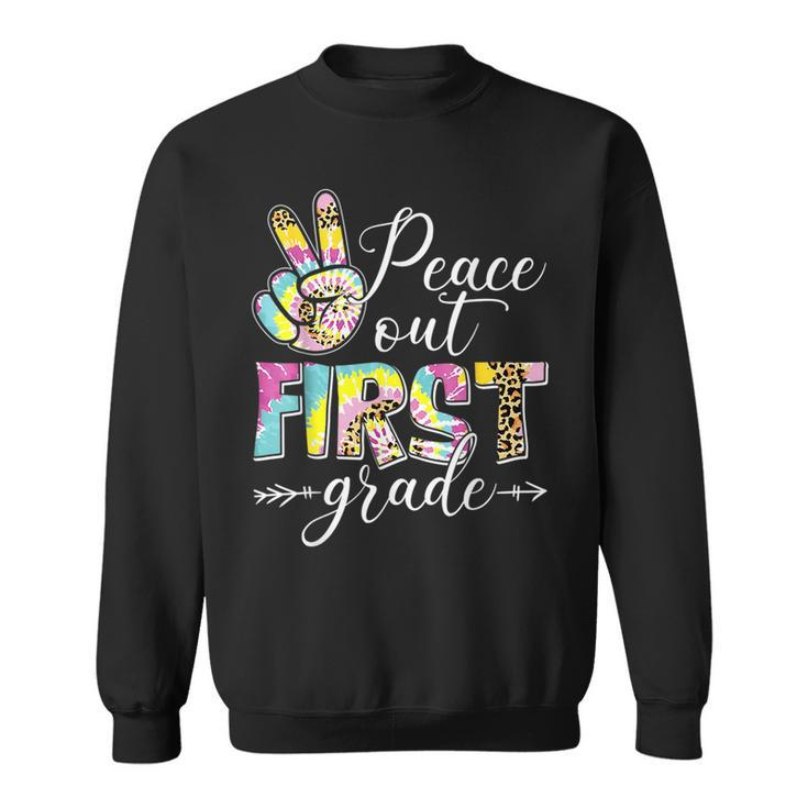 Tie Dye Peace Out 1St Grade Last Day Of School Leopard Sweatshirt