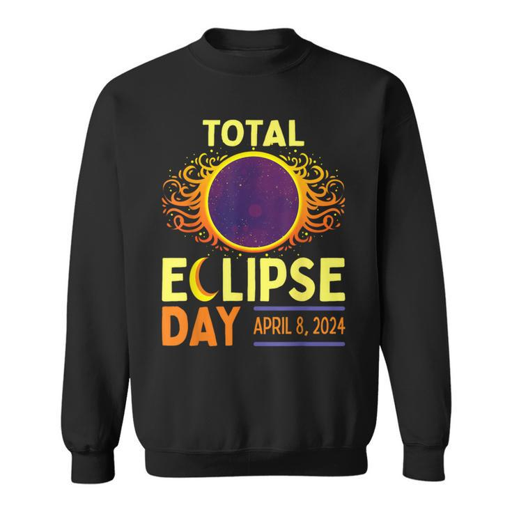 Total Solar Eclipse Day April 8 2024 Retro Sun Eclipse Sweatshirt