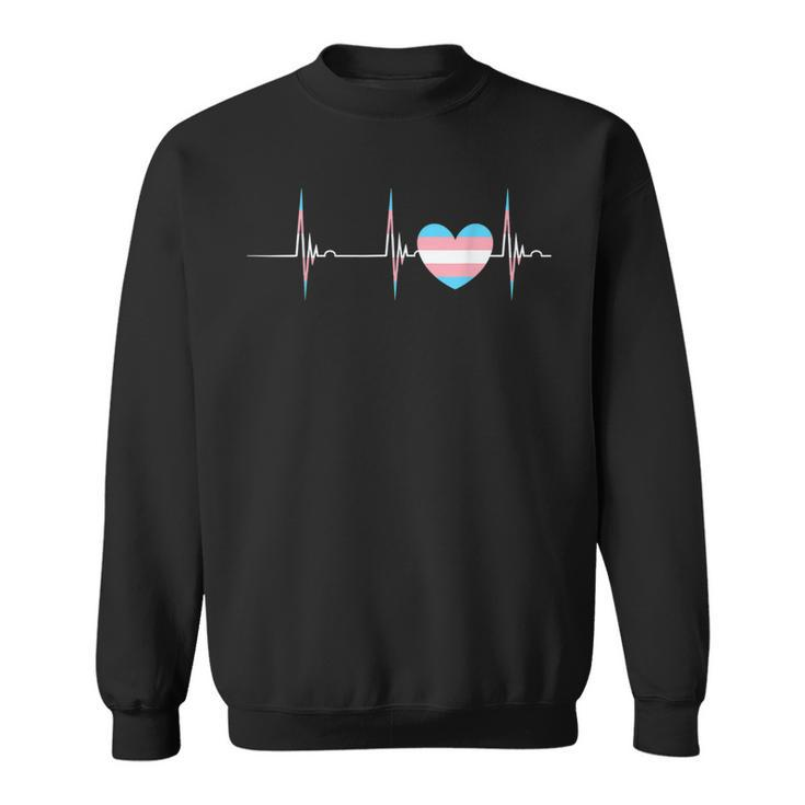 Transexual Heart Transgender Heartbeat Ekg Pulse Trans Pride  Sweatshirt