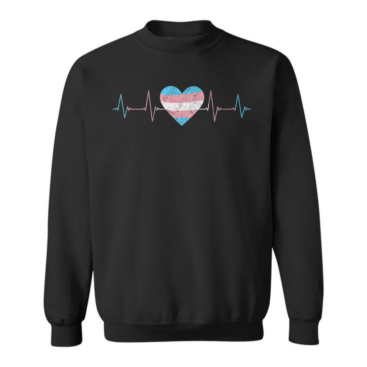 Transgender Heartbeat Trans Flag Ekg Pulse Line Pride Month   Sweatshirt