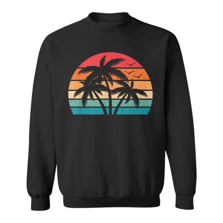 Tropical Hawaiian Retro Palm Tree Sunset Hawaii Beach  Sweatshirt