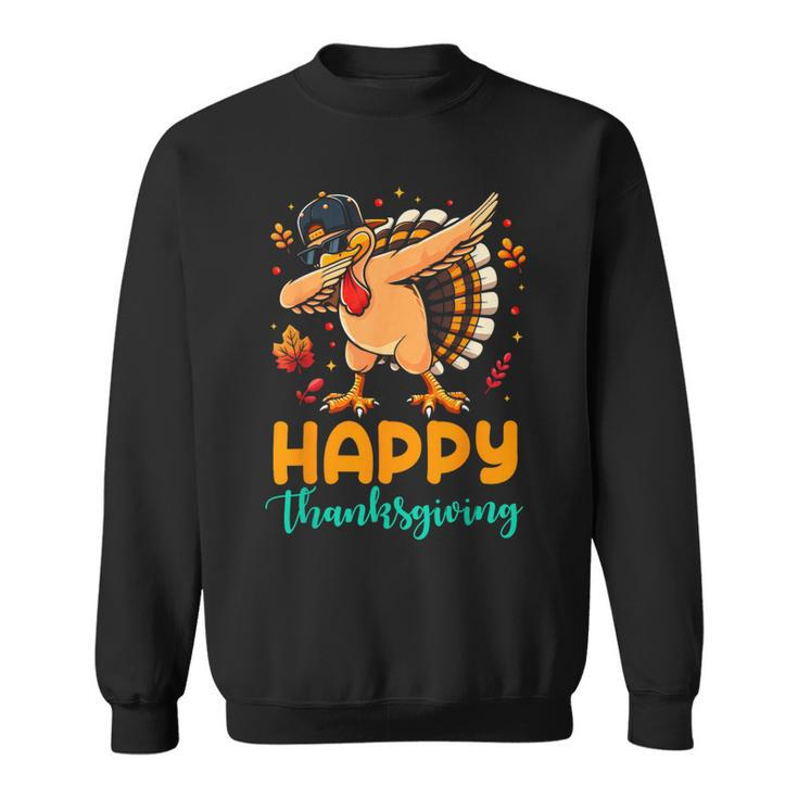 Turkey Dabbing Happy Thanksgiving Day Pilgrim Boys Men Sweatshirt