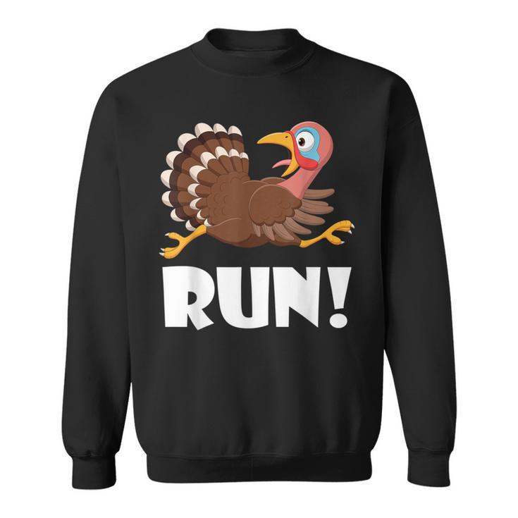 Turkey Trot Adult Running Costume Face Run Thanksgiving Sweatshirt