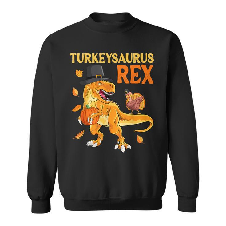 Turkeysaurus Rex Turkey Dab Dino Boys Toddler Thanksgiving Sweatshirt