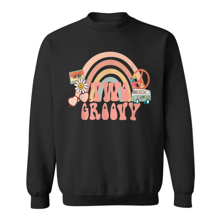 Two Groovy Birthday Hippie Party Outfit 2Nd Girls Birthday  Sweatshirt