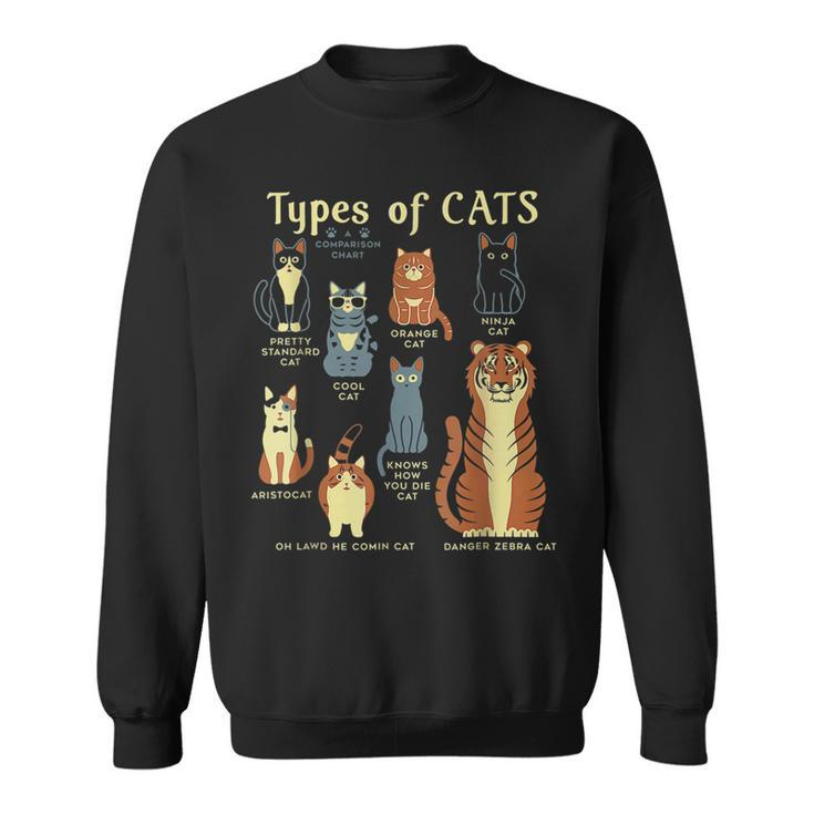 Types Of Cat Funny Comparison Cat Pet Lover Owner  Sweatshirt