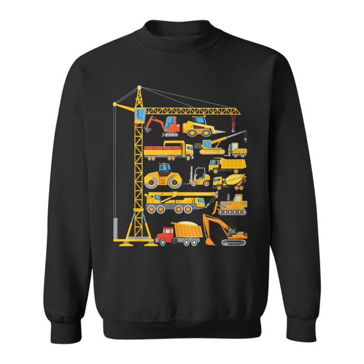 Types Of Construction Excavator Bulldozer Truck Crane Sweatshirt