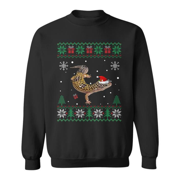 Ugly Christmas Pajama Sweater Leopard Gecko Animals Lover Sweatshirt