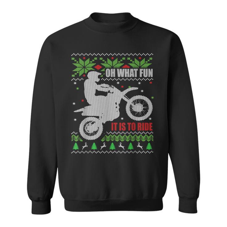 Ugly Christmas Sweater Dirt Bike Motorcycle Motocross Biker Sweatshirt