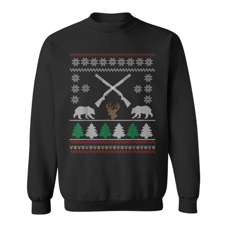 Ugly Christmas Sweater Hunting Gun Shooting Hunter Sweatshirt