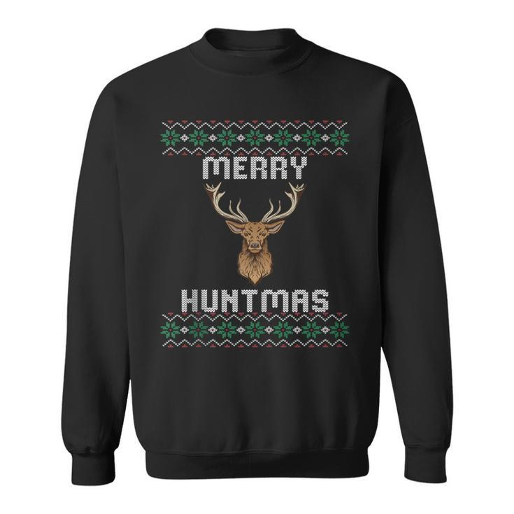 Ugly Christmas Sweater Hunting Merry Huntmas Sweatshirt