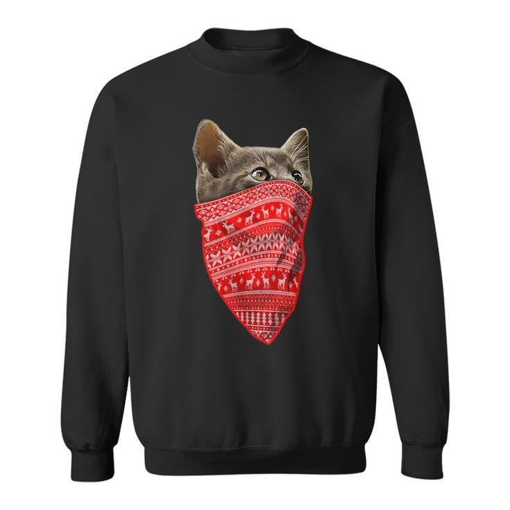 Ugly Christmas Sweater Pattern Christmas Cat For Men Sweatshirt