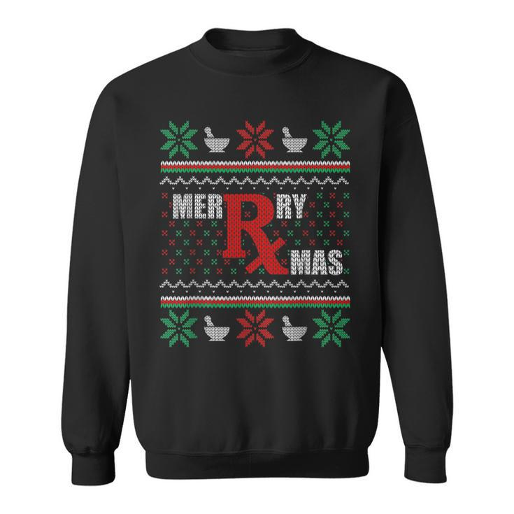 Ugly Christmas Sweater Pharmacy Tech Merry Xmas Pharmacist Sweatshirt