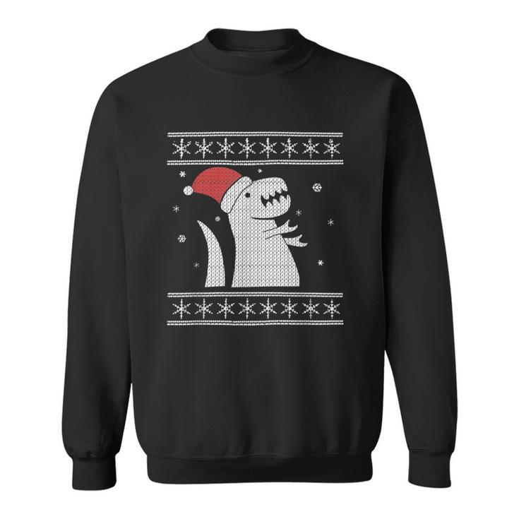 Ugly Christmas Sweater Style Dinosaur In The Snow Sweatshirt