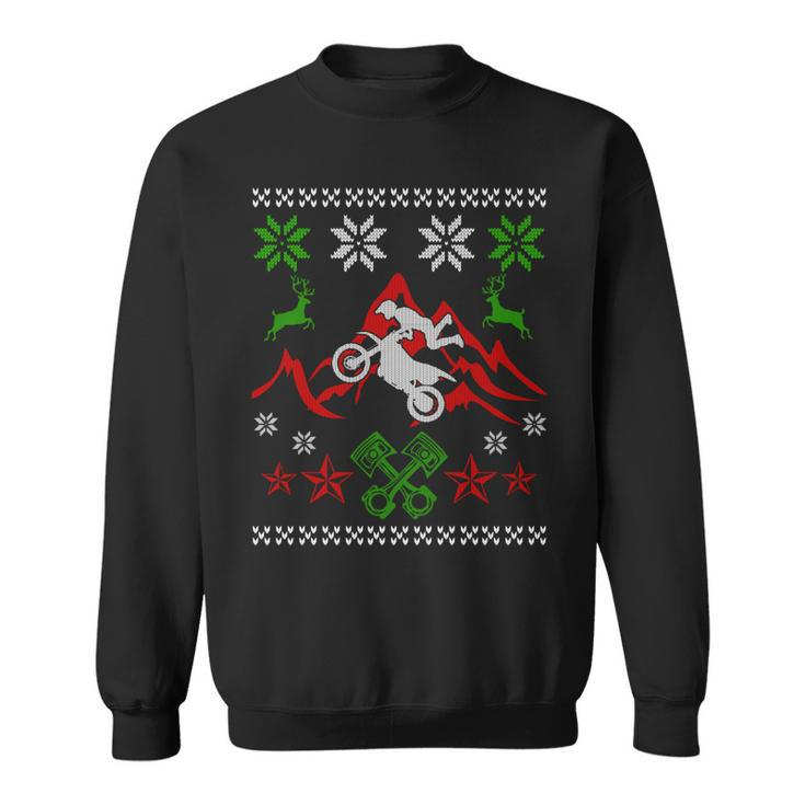 Ugly Christmas Sweater Style Motocross Sweatshirt