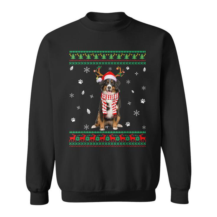 Ugly Sweater Christmas Bernese Mountain Dog Santa Reindeer Sweatshirt