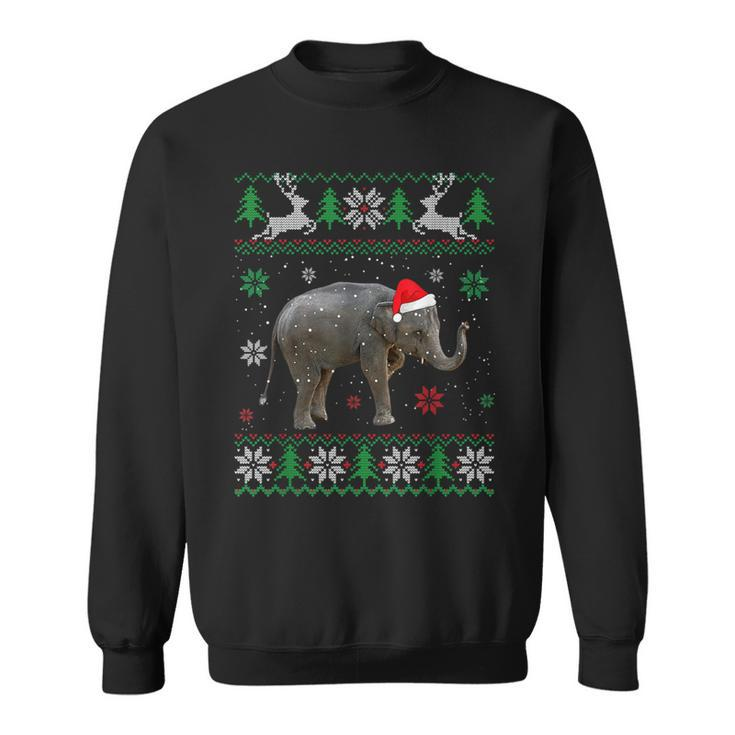 Ugly Sweater Christmas Elephant Lover Santa Hat Animals Sweatshirt