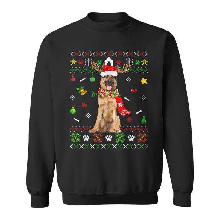 Ugly Sweater Christmas German Shepherd Dog Puppy Xmas Pajama Sweatshirt