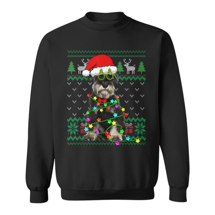 Ugly Sweater Christmas Lights Schnauzer Dog Puppy Lover Sweatshirt